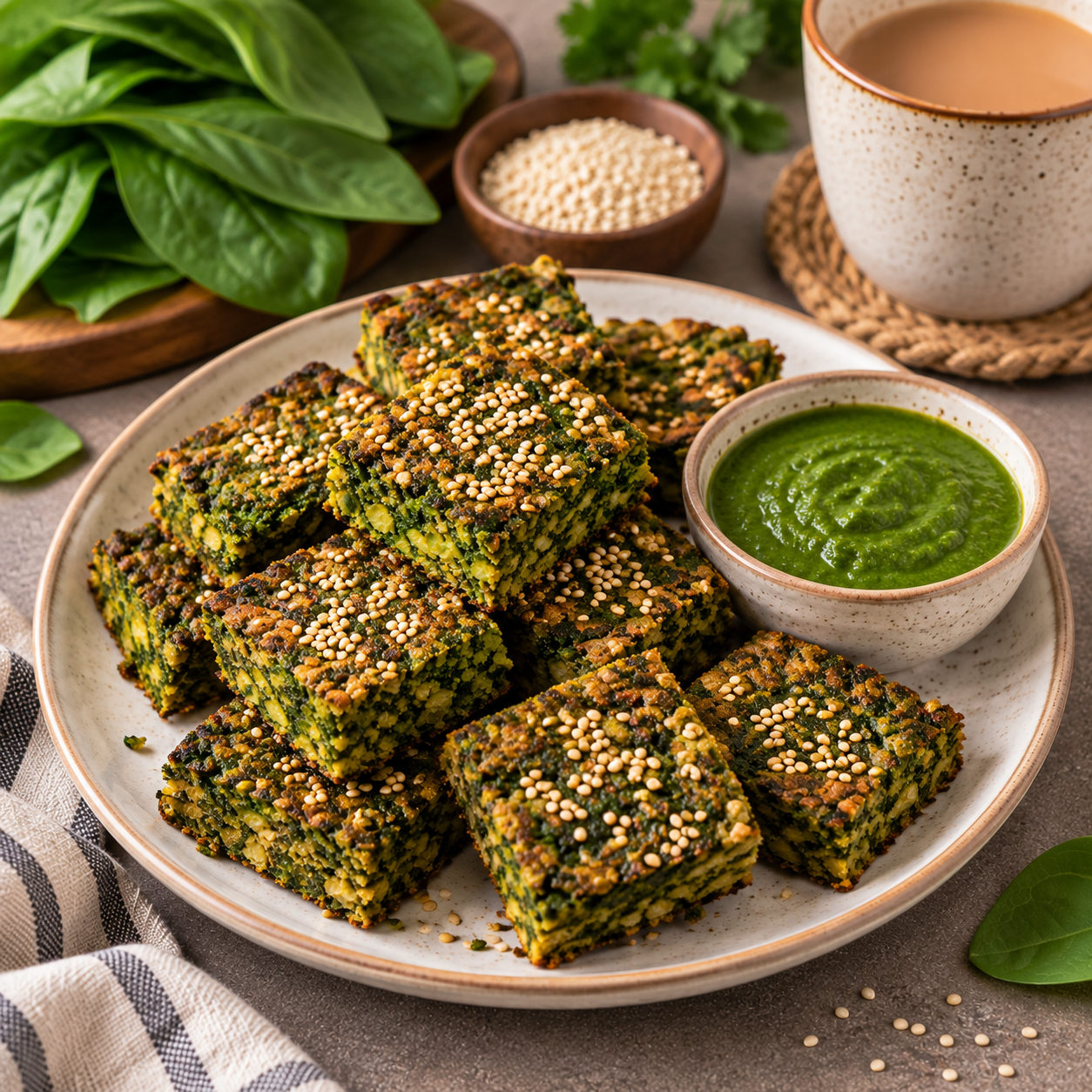 Air Fryer Palak Vadi