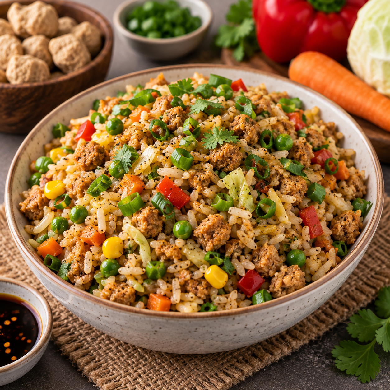 High Protein High Fiber Veggie Soya Fried Rice